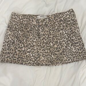 Hollister Beige and Brown Leopard Print Mini Skirt